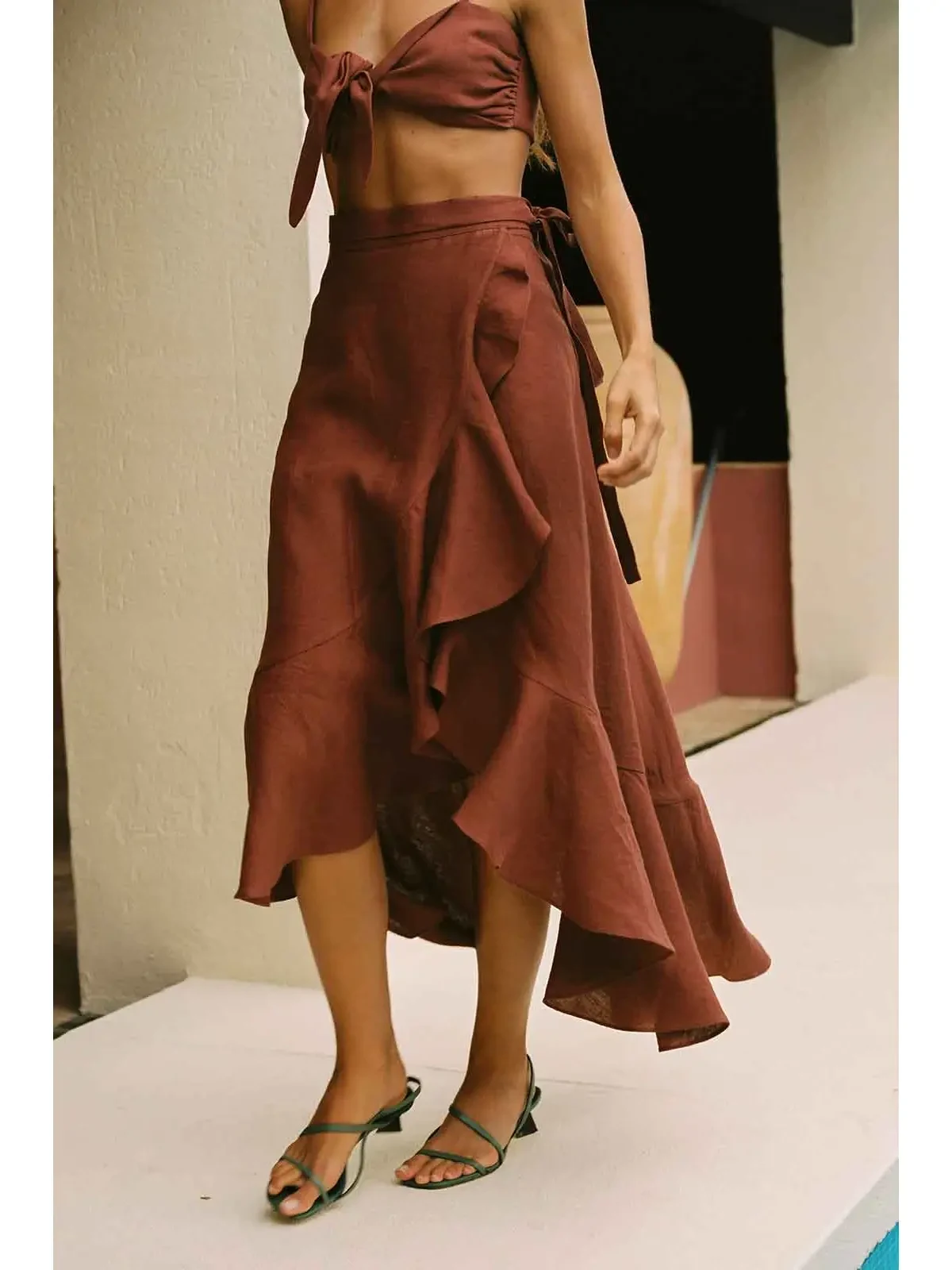 Catalina Linen Wrap Skirt — photo 1